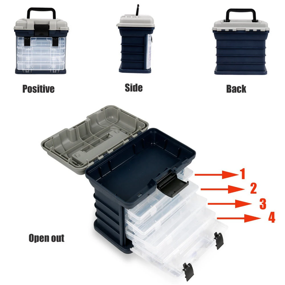 Коробка для рыболовных снастей пластиковая коробка для ловли карпа водостойкая для рыболовных аксессуаров с 4 съемными ящиками для хранения