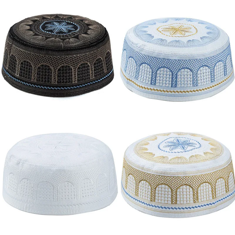 Saudi Arabia Mens Moslim Prayer Hats Islamic Jewish Bonnet Je Kippah Skull Caps Indian Hat Topi Kufi Namaz Beanie Gorro Musulman