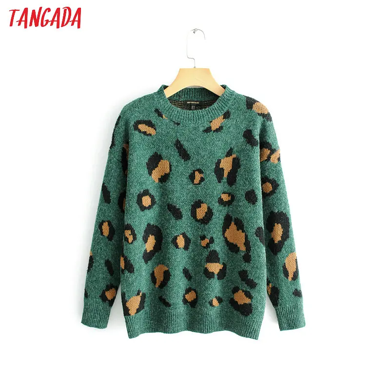 olive green leopard sweater