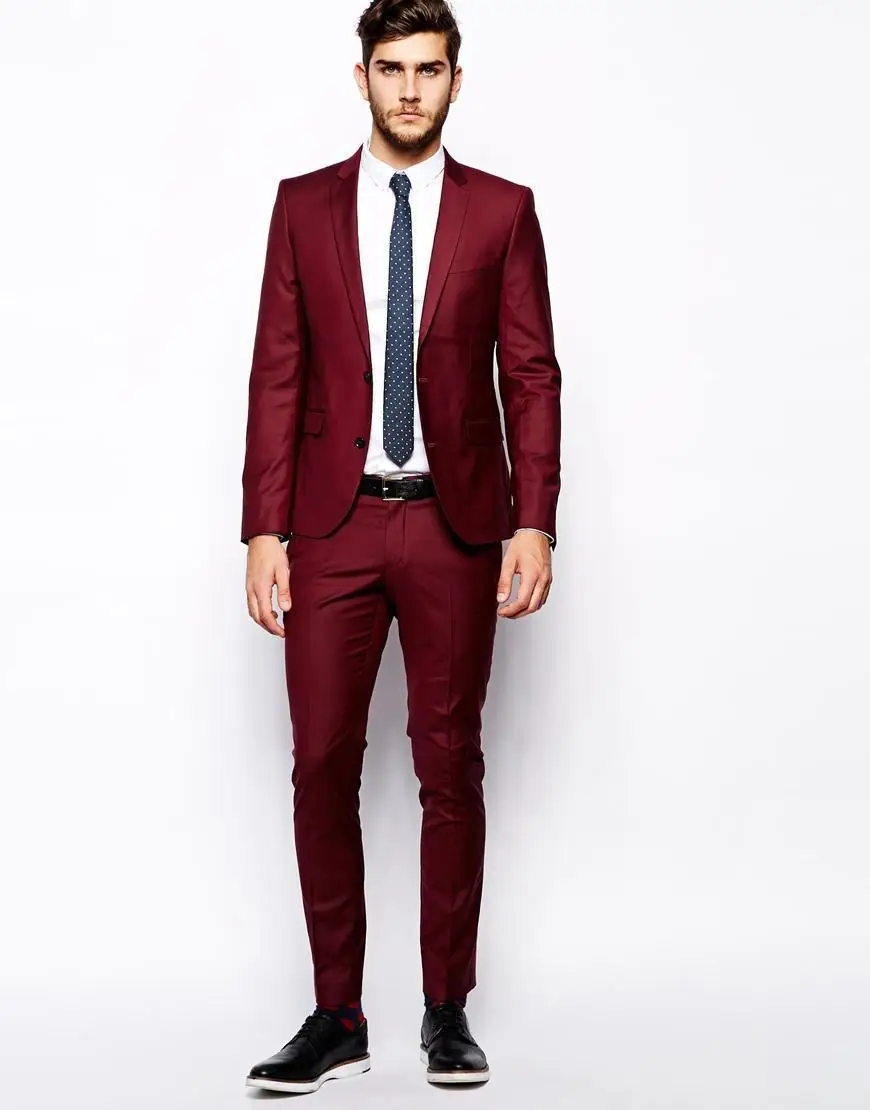 New Arrival new design custom slim fit red formal prom men tuxedos