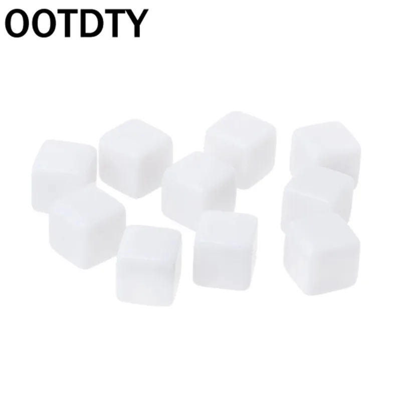 

14mm Acrylic Blank Dice 6 Sided Party Family DIY Games Printing Kid Toys 10pcs