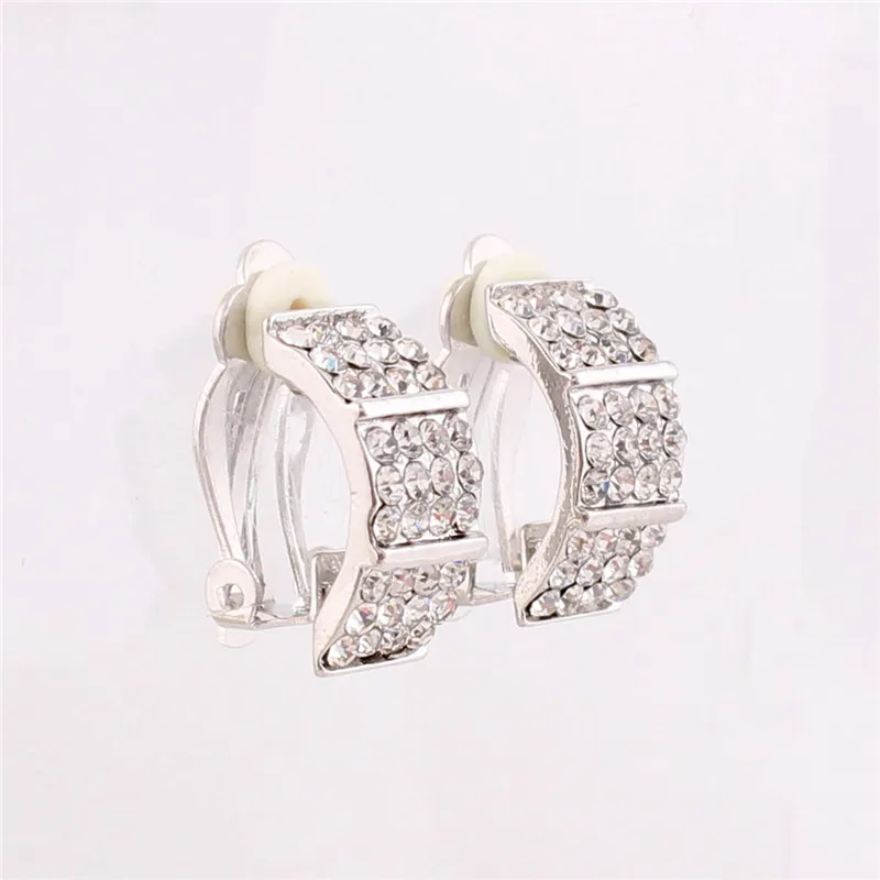 geometric shape vintage clip on earrings for women rhinestone earrings  (9)