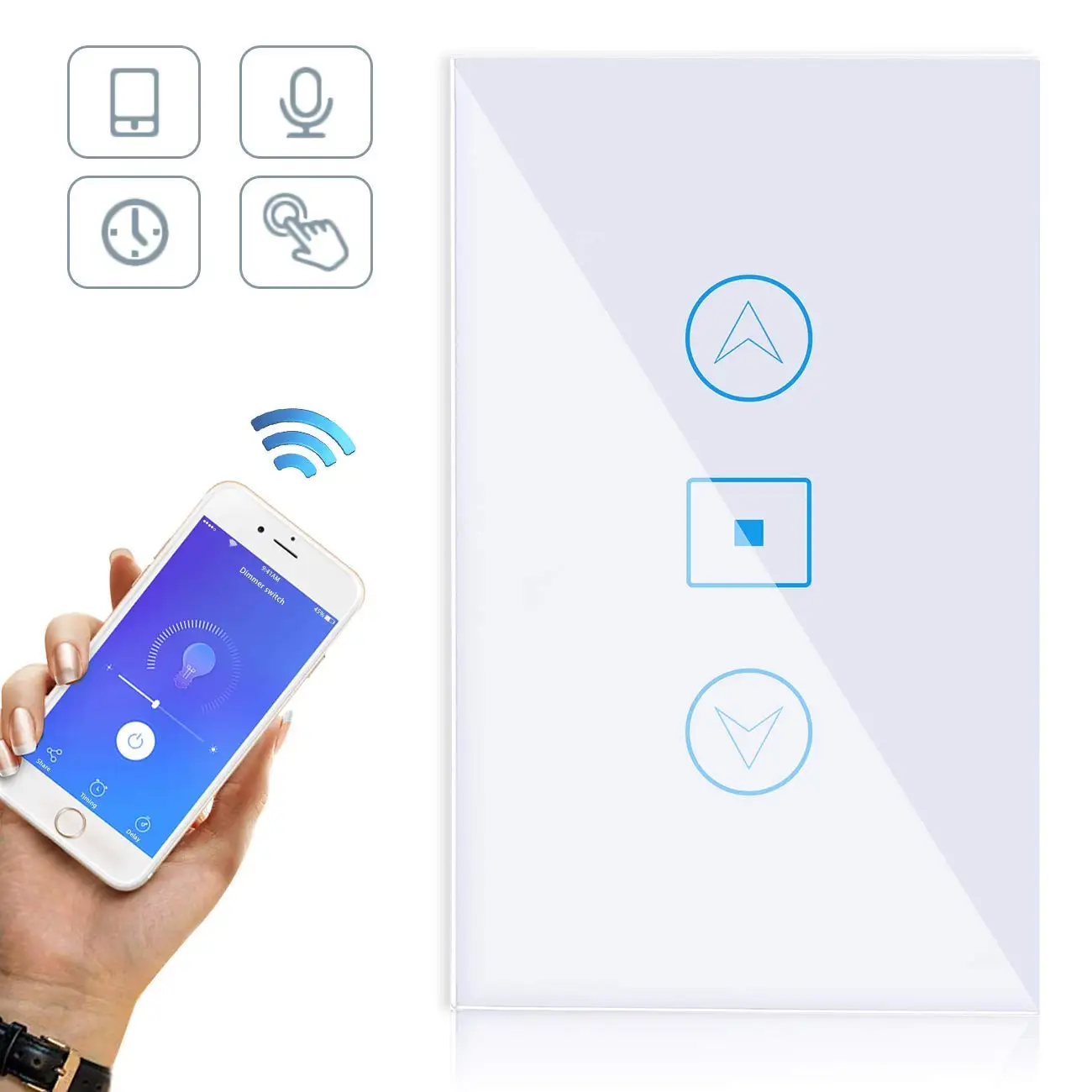 WiFi умный диммер, настенный светильник, сенсорная стеклянная панель, приложение Ewelink, голосовой пульт дистанционного управления, домашний комплект, работает с Alexa Google Home Siri