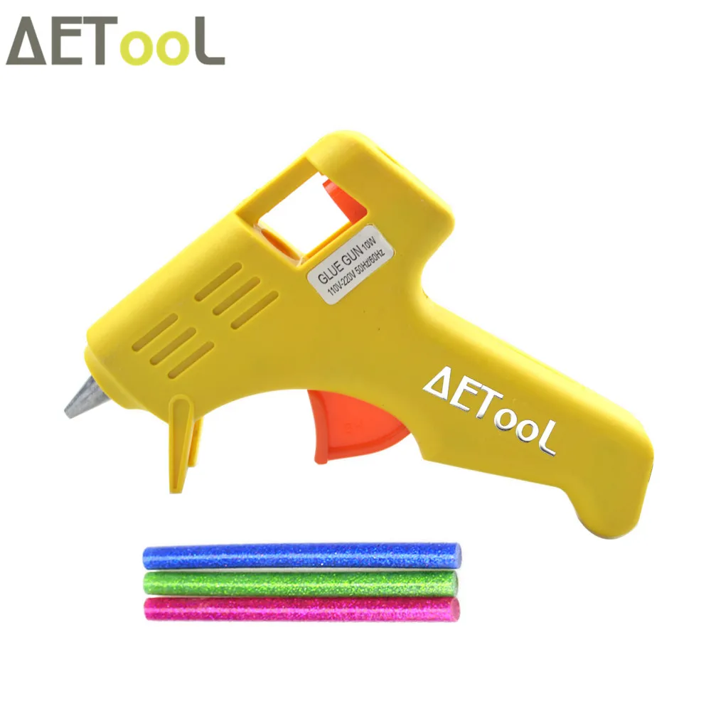 AETool 10 Вт желтый термо пистолет тепловой Горячая силиконовая Пистолетная клеевая