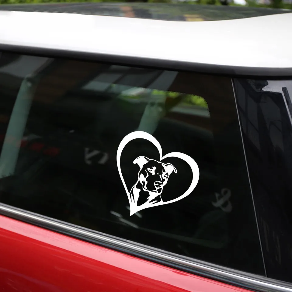 PITBULL HEART Animal Car Stickers Decals Creative Fashion Car Styling Decoration Accessories Black Silver Laser 15.215 (11)
