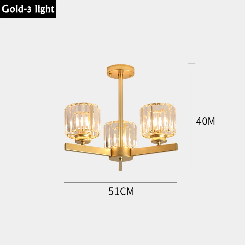 Современный светодиодный хрустальный светильник для гостиной, столовой, кабинета, кухни, ванной комнаты, люстра для прихожей, лампа - Цвет абажура: Gold-3 lights