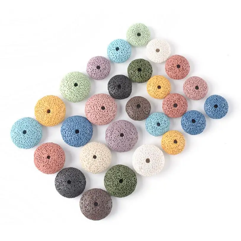 Natural Colorful Volcanic Lava Stone Round Charms Beads Loose Spacer DIY Earring Necklace Bead Jewelry Making Accessories | Украшения и