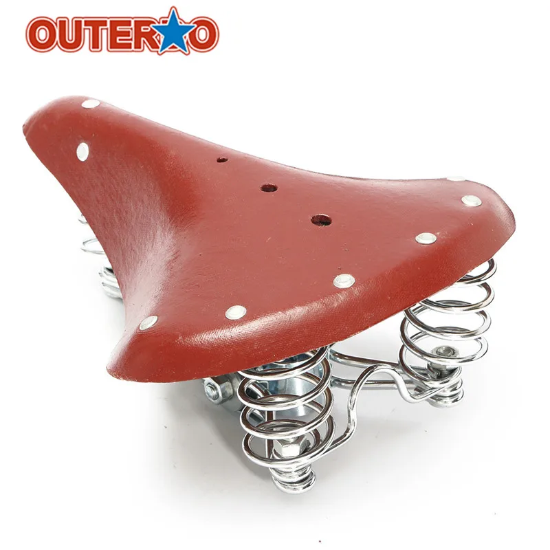 

Genuine Leather Springs Bike Saddle Seat Vintage Red Brown High Quality Bike Seat Bicycle Saddle Bicycle Parts Cycling Seat Mat