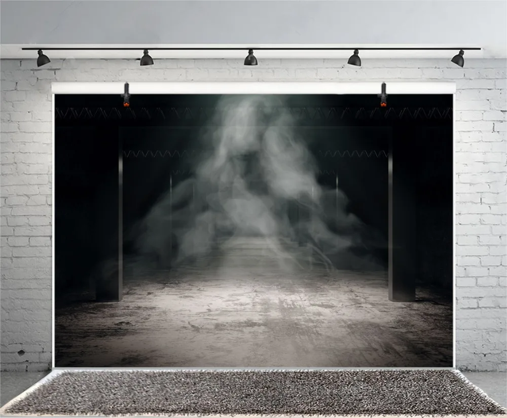 Laeacco Grungy Garage Smoke Mist Black портретная сцена для детской фотосъемки фоны для студийной фотосъемки