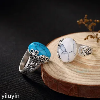 

KJJEAXCMY Boutique jewelry S990 pure silver, antique flowers, leaves, blanks, turquoise openings, ladies' sterling silve