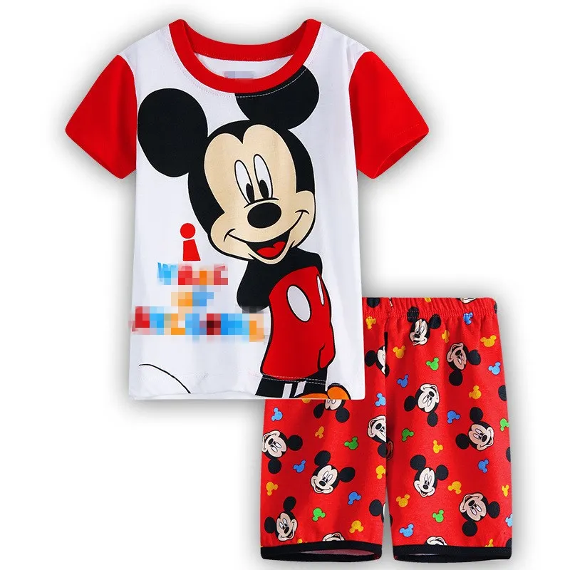 Новая Пижама с короткими рукавами и рисунком для девочек Детская летняя Милая футболка+ шорты, комплект из хлопка, детская повседневная одежда для сна - Цвет: Кофе