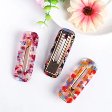 1PC Women Colorful Acetate Geometric Rectangle Hair Clips Hairpins Bright Powder Dots Hairgrip Barrette Hair Styling Accessories