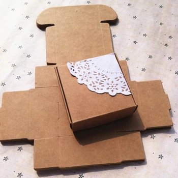 

7.3x5.8x2.6cm 20pcs Brown Blank Paper Box Carry Case Cardboard Display Jewelry Case For Jewelry Gift Case Diy Packaging H2091