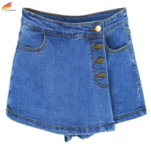 Джинсовые шорты с высокой талией для женщин, летние юбки-шорты, облегающие синие короткие джинсы, винтажные короткие юбки-шорты для девушек, высокое качество, распродажа