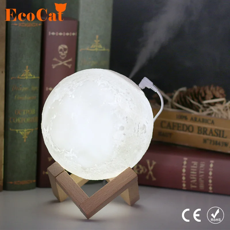 

880ML Moonlight Humidifier Simulation 3D Moon Night Light bedroom Atmosphere Light Air Humidifier Dimmable USB Humidifie