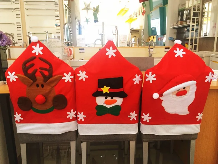 

6pcs/lot christmas Chair Covers Santa Clause Red Hat for Dinner Decor home decorations ornaments Supplies freeshipping wholesale