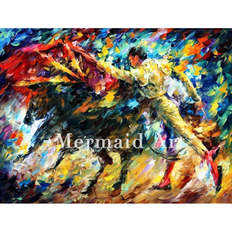 

Hand Painted Oil Painting On Canvas For Abstract Corrida Canvas Thick Palette Knife Painting Living Room Decor Artwork Fine Art