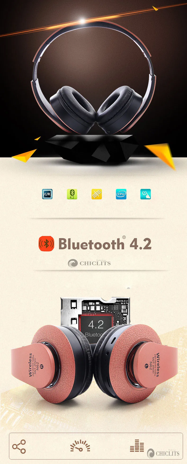 Стерео наушники Bluetooth наушники HiFi FM радио 3,5 мм AUX беспроводная гарнитура с микрофоном для Xiaomi Iphone Sumsamg мобильного телефона