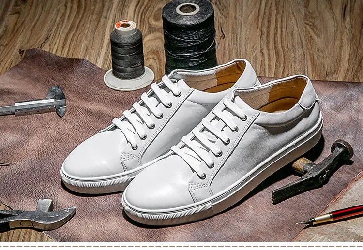 Krusdan Элитный бренд Мужская обувь суперзвезды Пояса из натуральной кожи белые туфли Кружево для отдыха на шнуровке Обувь для скейтбординга мужская обувь