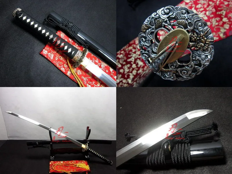 

Battle ready 9260 spring steel japanese samurai katana dragon tsuba sharpened sword