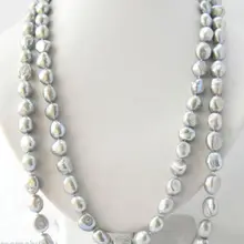 Очень хорошо потрясающий 50 ''9 мм серый барокко пресноводного жемчуга Цепочки и ожерелья