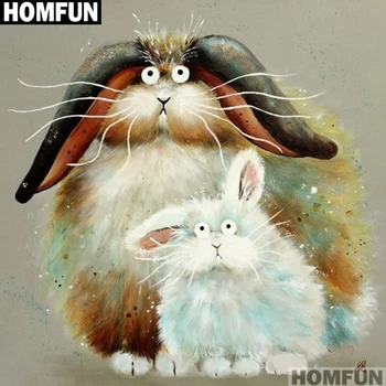 

HOMFUN Full Square/Round Drill 5D DIY Diamond Painting "Cartoon rabbit" 3D Embroidery Cross Stitch 5D Home Decor Gift A01407