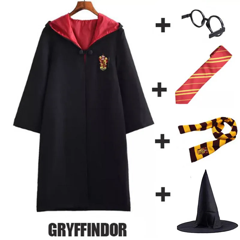 

Harri Potter Adult Kids Costume Gryffindor Hufflepuff Slytherin Ravenclaw Magic Robe Cloak Halloween Costume Christmas Gift