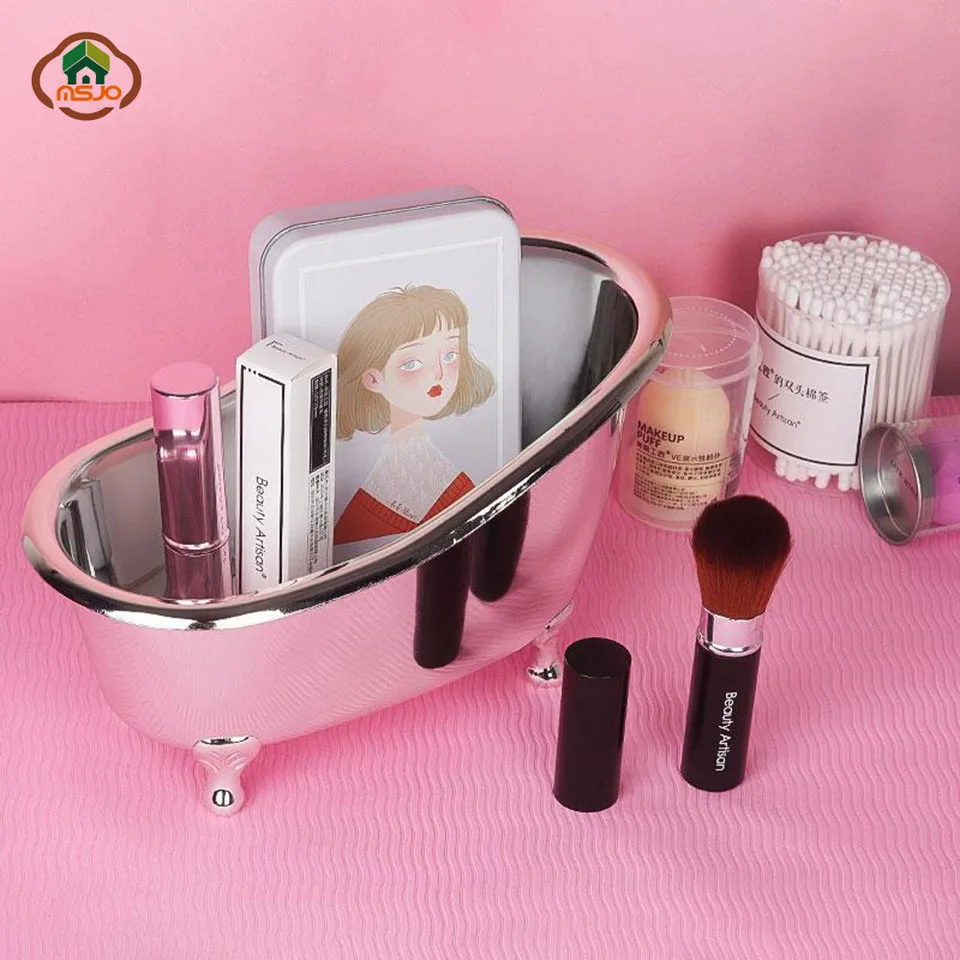 Msjo органайзер для макияжа, пластиковая мини-ванна, коробка для хранения мыла и ювелирных изделий, шкатулка для ногтей, Настольный держатель, чехол для хранения