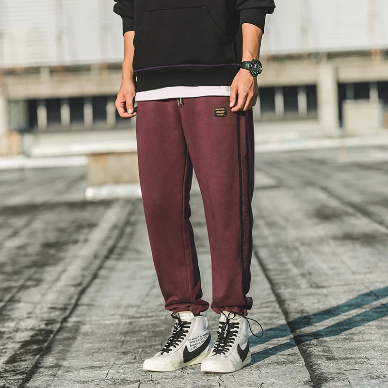 Picture Wine Red Новинка, мужские спортивные штаны с буквенным принтом, осенние модные эластичные брюки, уличная одежда, мужские спортивные штаны - Цвет: Picture Wine Red