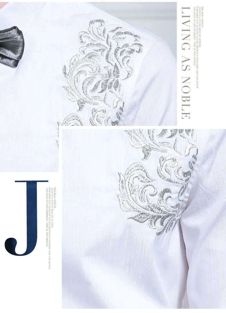 Fanzhuan Бесплатная доставка; новинка 2016 года; модные повседневные мужские Для мужчин весна вышитые цветы белая рубашка Серебряный дворец