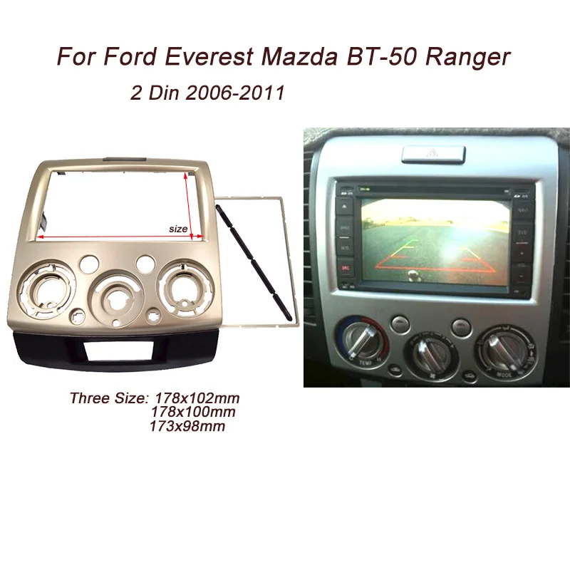 

Double 2 Din fascia for Everest Ranger Mazda BT-50 BT50 Facia Radio Dash Installation Trim Kit Panel Face Plate Bezel