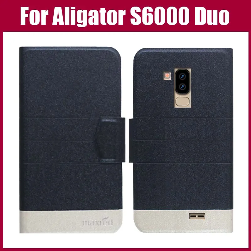 

Hot Sale! New Arrival 5 Colors Fashion Flip Ultra-thin Leather Protective Cover For Aligator S6000 Duo Case