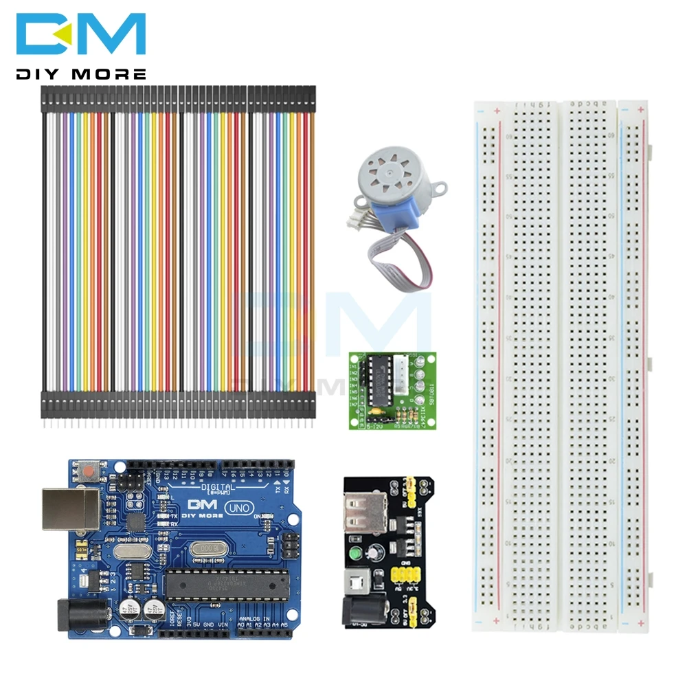 ATmega328 UNO R3 Mega328p макетная плата+ ULN2003 шаговый двигатель 28BYJ-48 драйвер MB102 макетная плата модуль питания