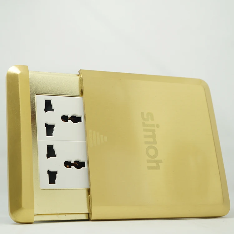 

Golden Floor socket Flat Push Type Slide Slip Socket Copper Waterproof Function 12 Hole Plug
