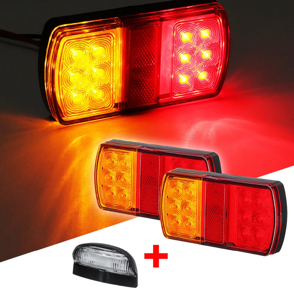 3PCS 12V MARINE TRAILER TAIL & NUMBER PLATE LIGHTS FOR SUBMERSIBLE BOAT