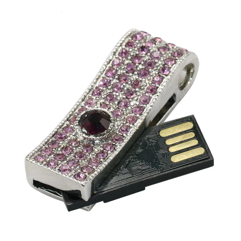 Металлический Кристалл Полный алмаз поворотный брелок флеш-диск USB 2,0 4 ГБ 8 ГБ 16 ГБ 64 Гб карта памяти для хранения U Диск флеш-накопитель