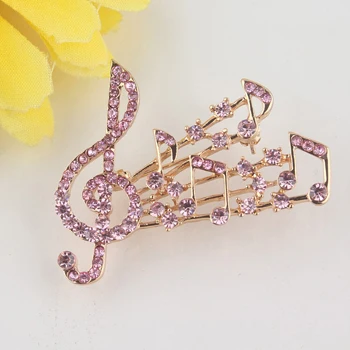Брошь ювелирная Скрипичный ключ женская - Окраска металла: pink