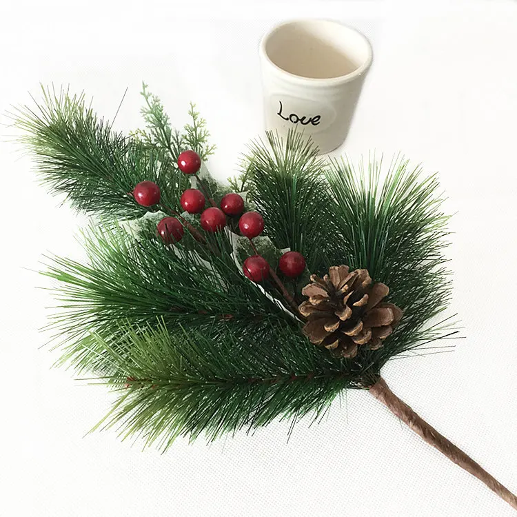 

Hot Berries And Pine Pick 16 Inch Set Of 6 Simulated Berry Short Branch Plastic