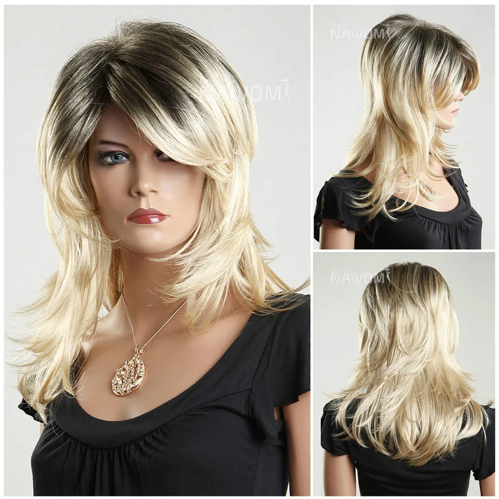 Women Nice ash blonde color wig medium length curly Blonde ...
