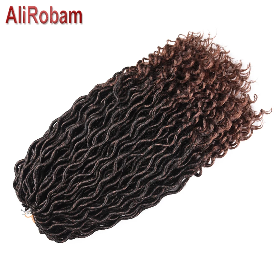 AliRobam богиня Faux locs Curly вязаные волосы 18 дюймов синтетические дреды волосы для наращивания для черных женщин 24 корни/упаковка