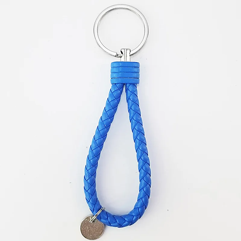 Fashion PU Leather Braided Rope Keychains Logo Card Handmade Charming