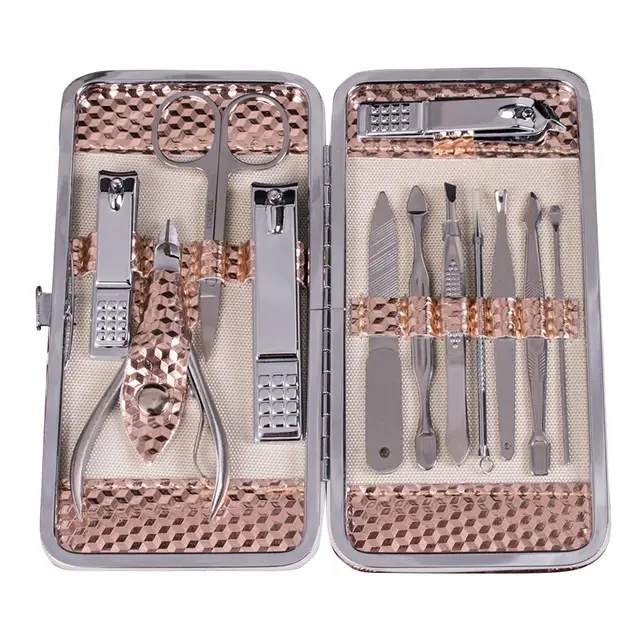12/19Pcs Professional Nail Care Kit with Case Stainless Steel Nail