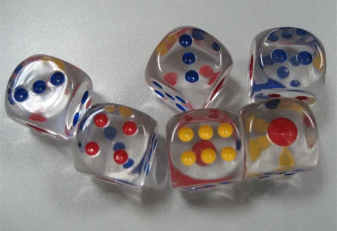 

Free shipping 30PCS 6-sided dice 16mm Grade transparent acrylic dice for boardgame dice and cardgame and other games accessories
