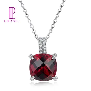 

LP Diamond-Jewelry 14K White Gold 9MMNatural Gemstone Garnet 4.16ct Pendant Fine Jewelry For Women's Gift