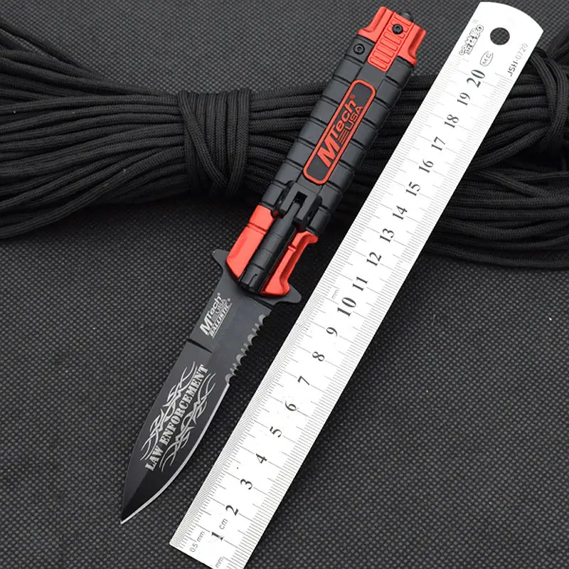 Hot Folding Knife With LED Light MTECH Pocket Survival Knife 440 Steel Blade Hunting Tactical