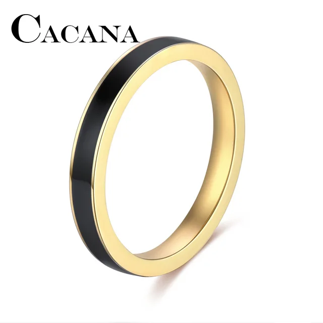 CACANA Titanium Stainless Steel Rings For Women Gold Silver Circle Engagement Fa CACANA Titanium Stainless Steel Rings For Women Gold Silver Circle Engagement Fa