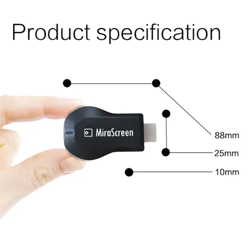 ТВ-палка MiraScreen OTA Dongle TOP 1 Chrome Литой Wi-Fi дисплей приемник DLNA AirPlay Miracast Air зеркалирование