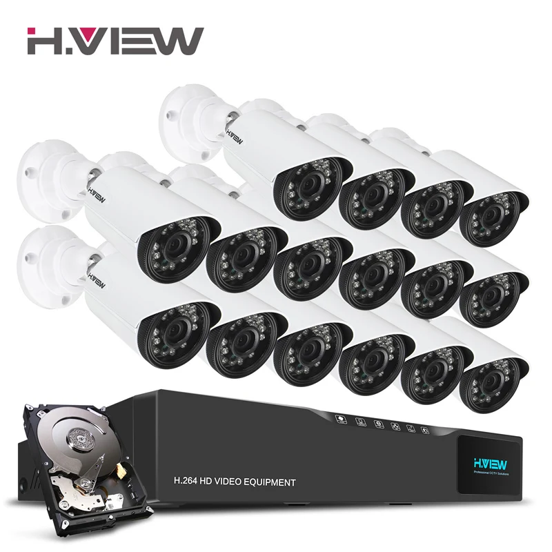 

H.View 16CH Surveillance System 1TB HDD 16 720P Outdoor Security Camera 16CH CCTV DVR Kit Video Surveillance Easy Remote View