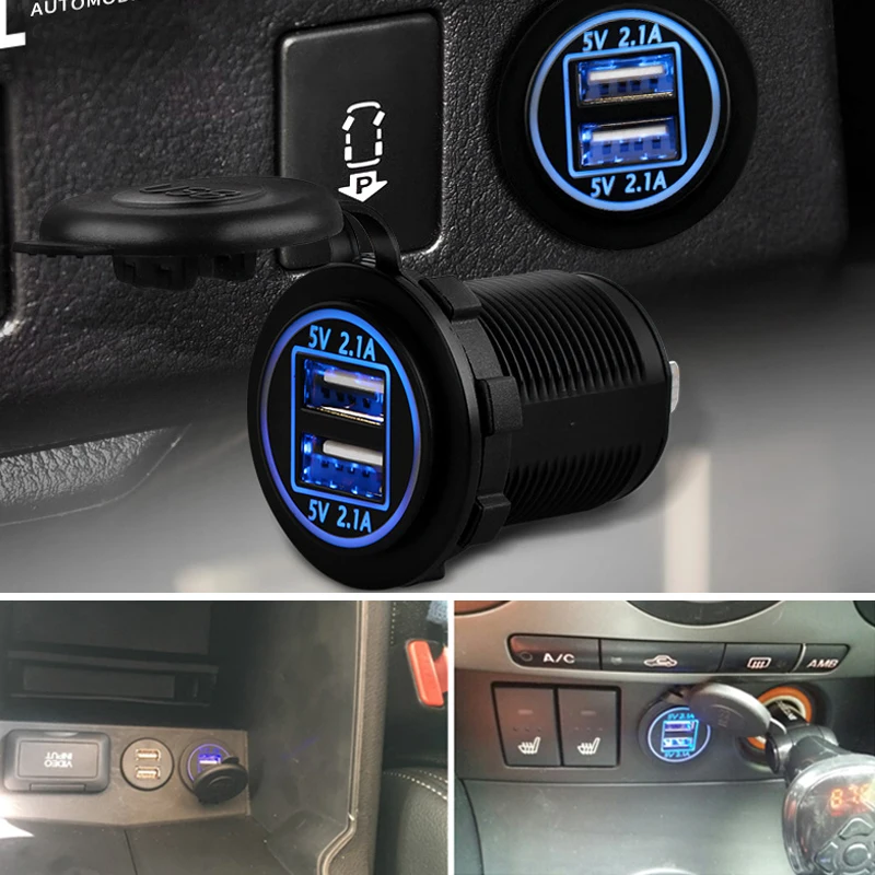 12V автомобильный разъем авто USB Зарядное устройство с двумя портами 3.1A