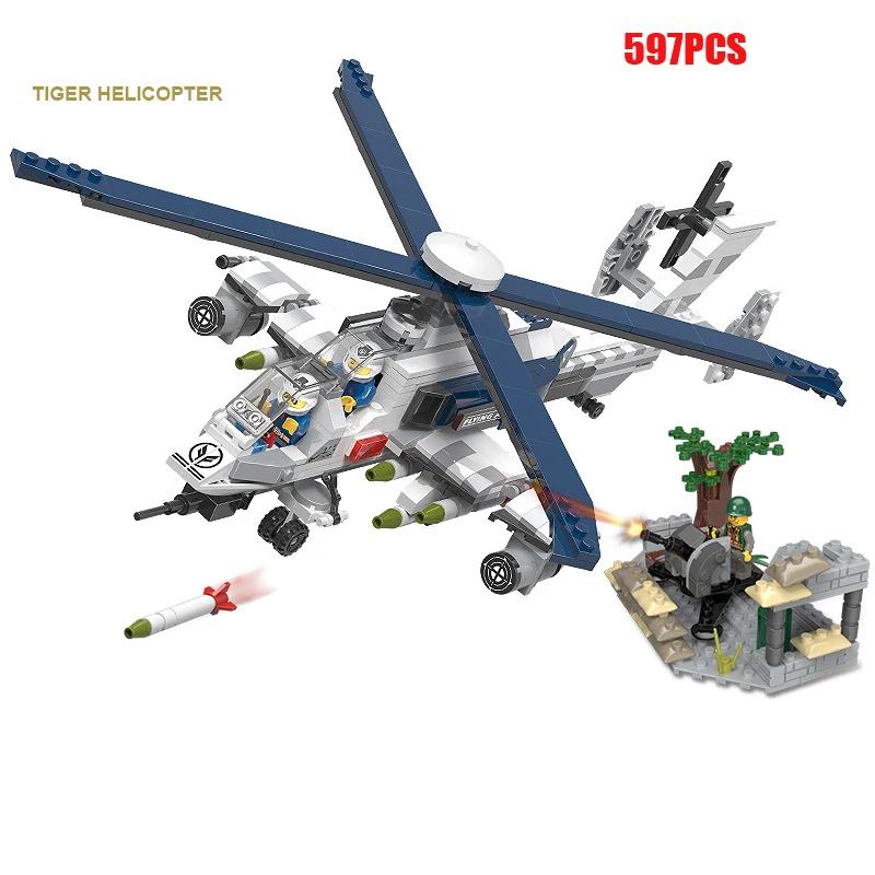 

Modern military tiger Helicopter batisbricks building block ww2 army air forces figures artillery bricks toys for boys gifts